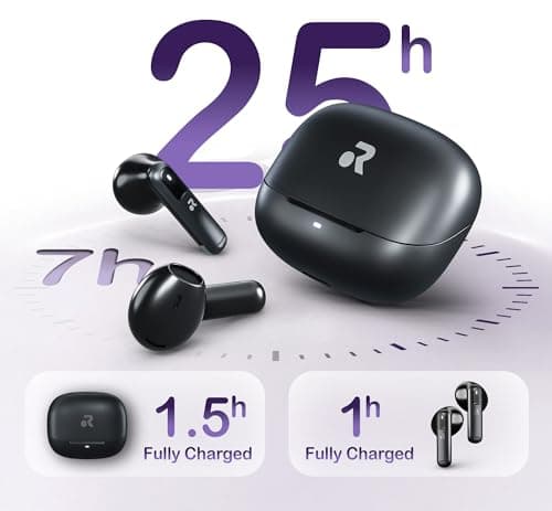 ORRO EcoBuds Wireless Earbuds, Semi In-Ear Design, Bluetooth 5.4 Earphones - Black — view 3