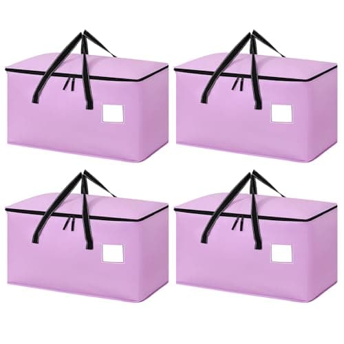 Dntorx 4 Pack 90L Moving Bags, Waterproof Moving Boxes with Zips, Purple