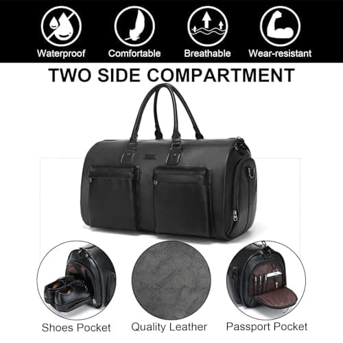 Modoker Convertible PU Leather Garment Bag, Carry-On Travel Duffel — view 5