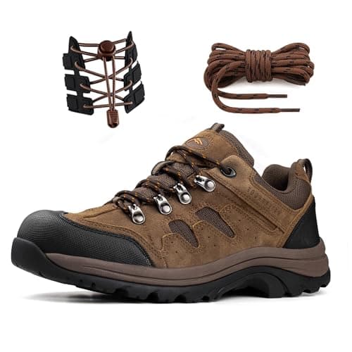 CC-Los Men's Waterproof Lightweight Walking Shoes Non-Slip Hiking Brown Size 6.5