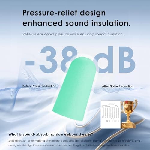 VeoryFly Soft Foam Ear Plugs with Travel Case, Ice Green 200 Pairs — view 3