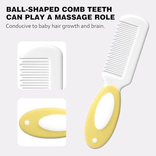 Baby Grooming Kit Newborn,Infant Safety Care Set with Hair Brush Comb Nail Clipper, Baby Essentials for Newborn,5 Pcs, Yellow — view 4