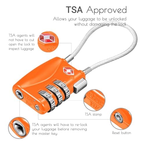 CFMOUR Suitcase Locks, 3-Dial TSA Approved Luggage Lock with Flexible Cable — view 3
