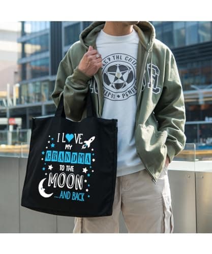 Hippowarehouse I Love My Grandma to the Moon and Back (Blue) Tote Shopping Gym Beach Bag 42cm x38cm, 10 litres — view 3