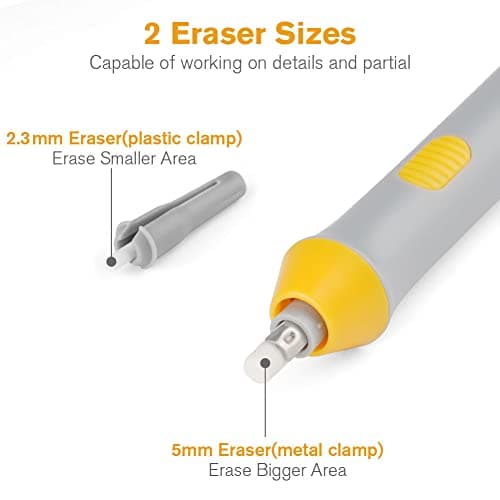 OFFCUP Electric Eraser, Portable Pencil Eraser, 22pcs Refills - Automatic Rubber for Sketching/Drafting/Drawing/Graphite Pencils - Grey — view 3