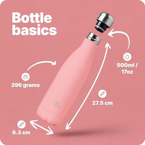 Nuactiv Stainless Steel Water Bottle 500ml Vacuum Insulated Metal Flask — view 2