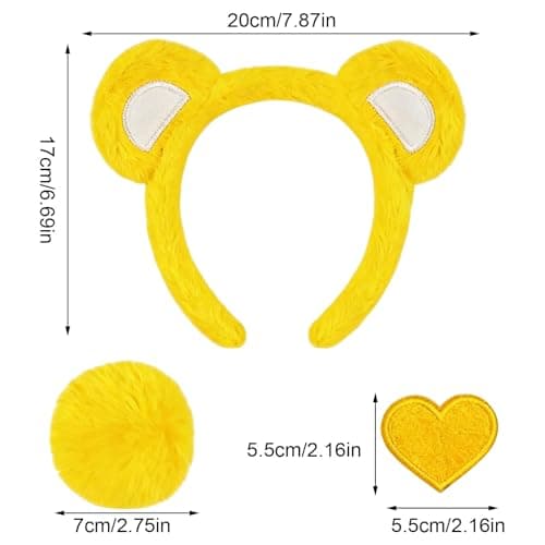 Bear Ears Headband And Tail Set 4 Pieces Unisex Plush Cute Apparel with — view 4