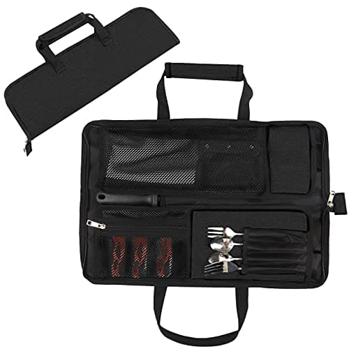 Knife Roll for Chefs 18 Inch,Heavy Duty Oxford Knife Bag with 13 Slots,Portable Knife Case with Handle for Travel, Camping, Hiking Black