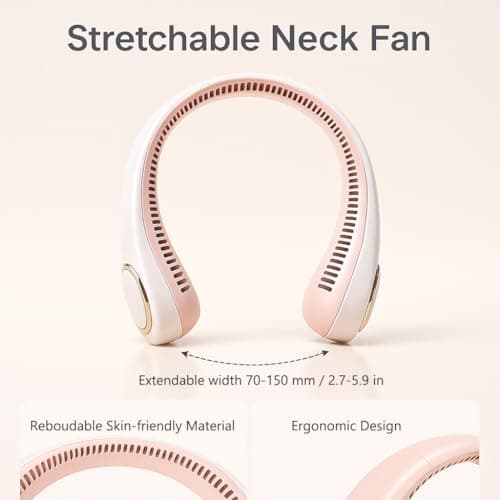 ThreeH Quiet Neck Fan USB Charged Bladeless Personal Fan with Soothing Color Lights Portable Quiet for Home Office Outdoor Activities Purple — view 4