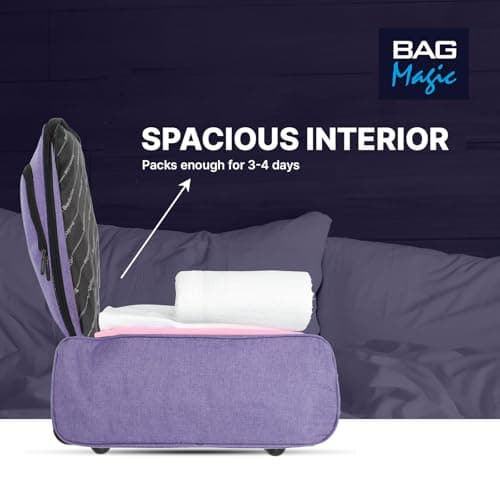 Bordlite 50x35x20cm Soft Cabin Bag – Lightweight Overhead Hand Luggage Suitcase with Wheels & Extendable Handle – Fits Ryanair, EasyJet, BA & More, 35L Capacity (Purple) — view 5