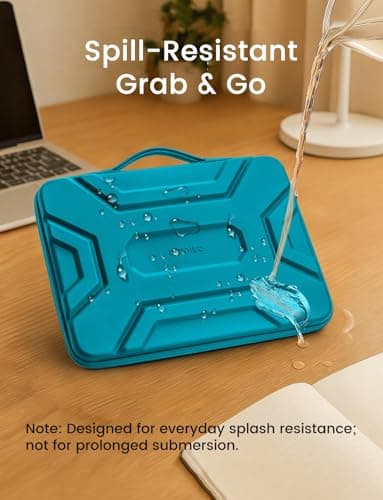 DOMISO 14 inch Laptop Sleeve with Handle Shockproof Waterproof EVA Protective Case for 14" HP Dell Asus Lenovo Laptop, Teal — view 3