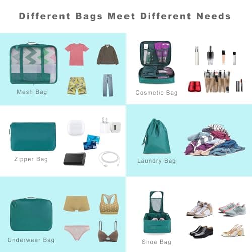 BAGAIL Packing Cubes for Suitcase 8 Set, Lightweight Luggage Packing Organizers Packing Cubes for Travel Accessories — view 5
