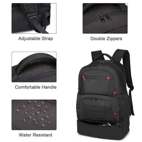seyfocnia Gym Backpack for Men, Waterproof Sports Backpack With Shoe Compartment Lightweight Workout Trainning Back pack Casual Travel Daypack (Black With Red Dots 20inch) — view 5