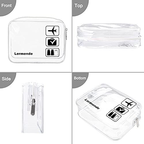2pcs/Pack Lermende Clear Toiletry Bag TSA Approved Travel Carry On Airport Airline Compliant Bag Quart Sized 3-1-1 Kit Luggage Pouch (Blackclear) — view 5