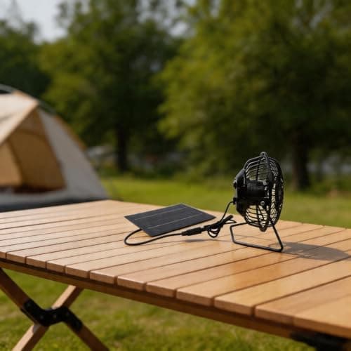 Solar Powered Camping Fan 5W - Outdoor Air Circulator with USB Backup for Greenhouses - 14.5cm Square — view 2