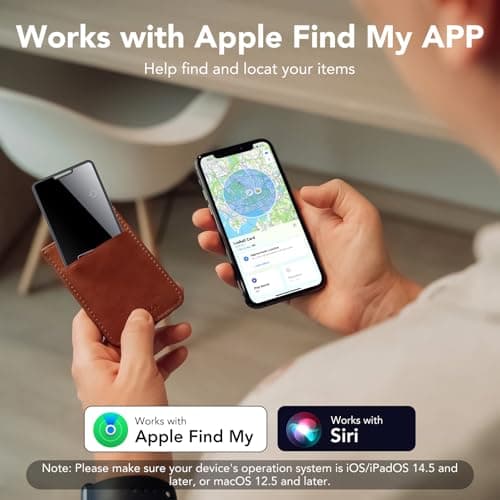 [Apple MFi Certified] Slim Wallet Tracker Card 1 Pack, Rechargeable Air Tracker Tag Work with Apple Find My (iOS Only), Smart AirTag Card for Wallet, Passports, Luggage, IP68 Waterproof Tracking Card — view 3