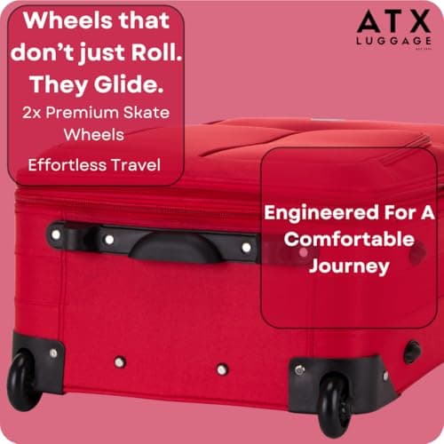 ATX Luggage 26” Medium Suitcase Expandable Durable Lightweight Suitcase with 2 Wheels & Built-in 3 Digit Combination Lock (Red, 79 Liter) — view 4
