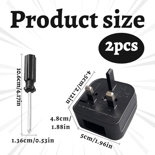 1 PCS US to UK Plug Adapter,UK Plug Convertor Adaptor,American to UK Plug Adapter,2 Pin to Uk Adaptor with Screwdriver Convert from USA,China,Japan,Type a Plugs to Uk with Safety Fuse,ABS(Black) — view 2