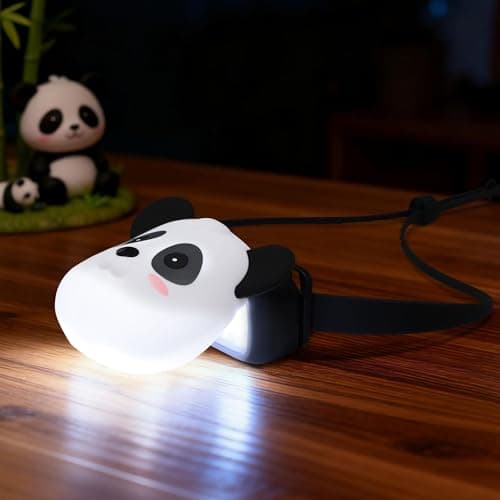 CoolGift Mart Kids Headlamp Rechargeable Panda Headlamp, 3 Level Brightness with Flash Modes, Gifts for Kids Boys Girls, Flashlight Head Light for Camping Hiking Night Walking