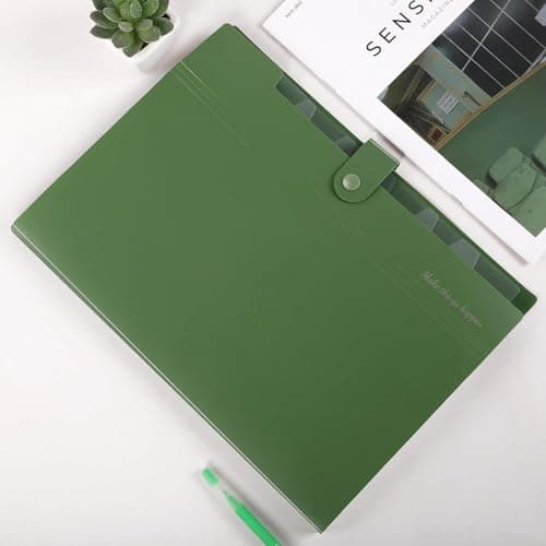 SKYDUE Document Organiser,folders for Paperwork A4, 8 Pockets Expanding File Folder, A4 Folder with 8 Lables, File Organiser to Organise Paperwork, Receipts, Invoices, Bills, Documents(Green) — view 5