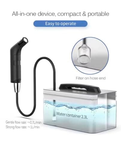 Safarex Portable Bidet Sprayer for Travel & Camping - Electric Handheld Bidet for Women & Men | Muslim Shower Shattaf | 2.3L Water Container Doubles as Travel Case | 2 Flow Rates | USB-C 800mAh — view 4