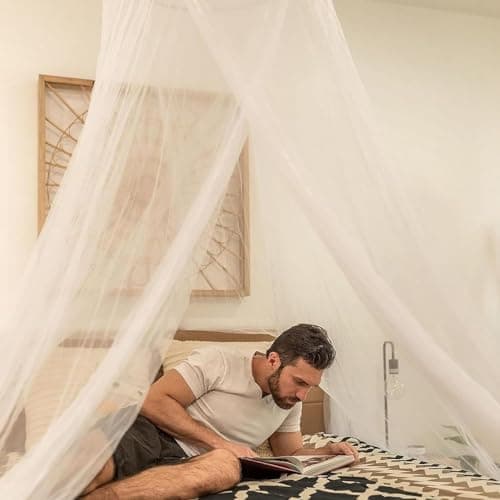 Round Mosquito Net For Bed, Mosquito Net Travel Hanging for Single King Size Beds Baby Crib Great with Fine Mesh for Travel, Camping and Canopy At Home (White) — view 5