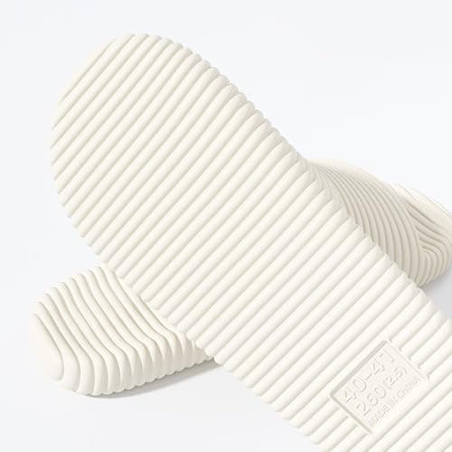 Lightweight Quick-Dry Shower Slippers for Women and Men, Slip-On Indoor Outdoor Slides with Soft EVA Sole, Open Toe Pool Sandals for Home Beach Gym Travel (White, 4.5) — view 4