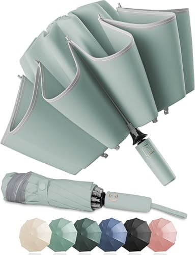 Zeproage Inverted Umbrella, Reinforced Canopy with Reverse Folding, Auto Open & Close, UV Protection, Windproof, Reflective Strip, 10 Rib Aluminum Frame, for Car & Travel Use