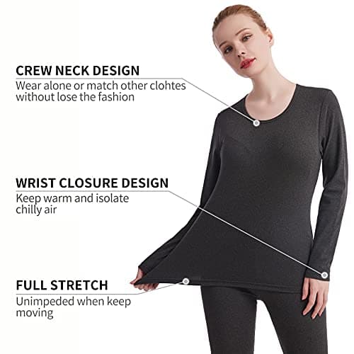 Fomolom Thermal Underwear Women Long Johns Womens Thermal Underwear Sets Solid Ultra Soft Base Layer Gifts with Box (Greystone, Large) — view 5