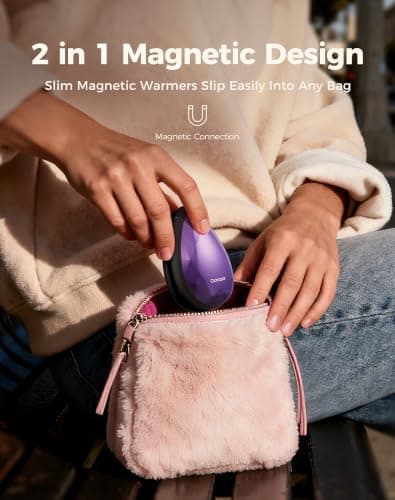 OCOOPA UT4 Rare Magnetic Hand Warmers Rechargeable 2 Pack, Unique Winter Gifts for Women,Girlfriend,Mum,Friends, Pocket Electric Heater for Cold Hands, Gift for Birthday, Anniversary,Christmas — view 3