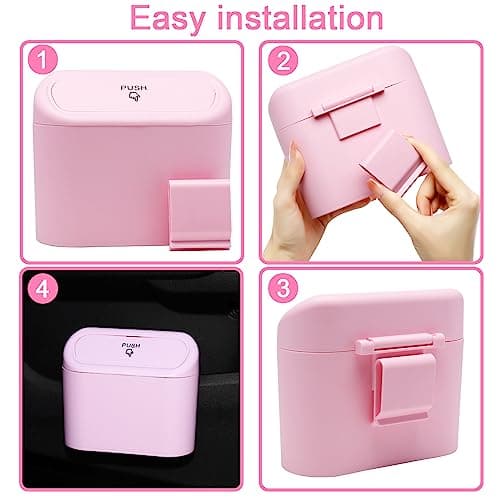 SGLRT Car Bin with Lid - 2 Packs Mini Leakproof Car Trash Can with 40pcs Trash Bags - Vehicle Garbage Can Organizer and Storage for Front Back Seat Accessories for Auto Office Bedroom Home(Pink) — view 6