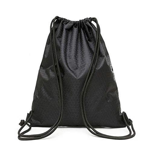 zhuochuan Sports Drawstring Bag, 42 x 50 cm Waterproof Foldable Drawstring Training Bag Unisex for Football Basketball Swimming Gym Beach Pool Camping – Black — view 2
