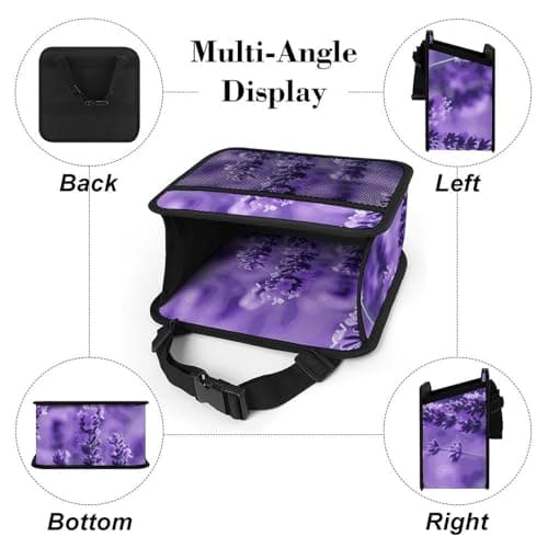 Purple Lavender Car Storage Bag Cute Car Organizer Fashion Car Tidy Pouch Pocket Exquisitely Pu Direct Printing for Car Interior Backseat Travel Family Vehicle Organization — view 3