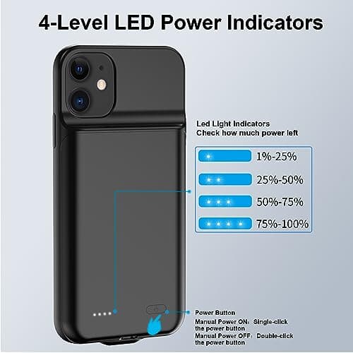 MIGAFEI Battery Case for iPhone 11, 7000 mAh Ultra-Slim Portable Extended Charger Cover for iPhone 11 Charging Case — view 4