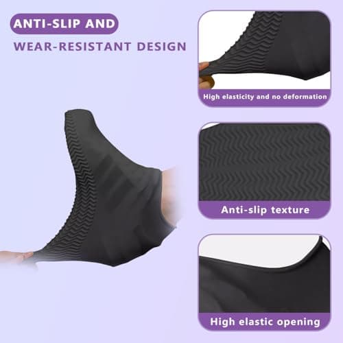 JIANGBINGREN 2 Pairs Reusable Waterproof Shoe Covers, Silicone Overshoes Rain Shoes Cover, Non-Slip Folding Shoe Protector Cover to Prevent Rain from Entering Shoes — view 2