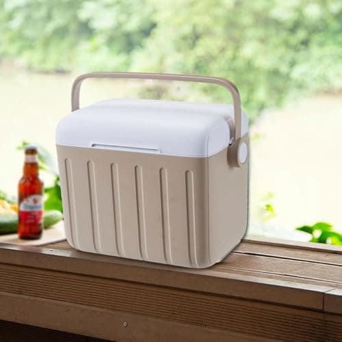 QSTDGVPW 6L Portable Cooler with Handle, Airtight Ice Pack Container, Ideal for Picnic, Travel, Beach, Food Delivery, Khaki — view 2