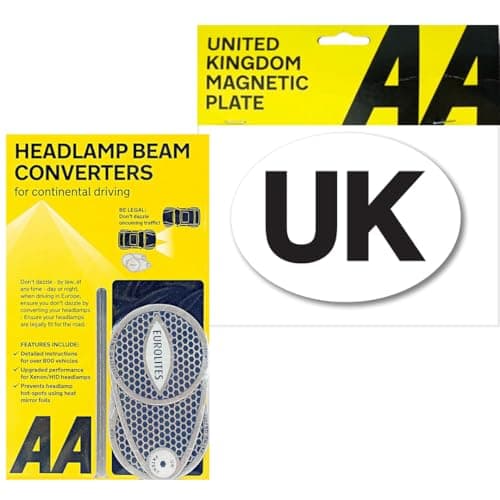 Lunero European Driving Kit 2025 – Eurolites Headlamp Beam Deflectors & Magnetic UK Stickers For Car Europe | UK Sticker for Car | Headlight Deflectors for Europe | France Driving Kit 2025
