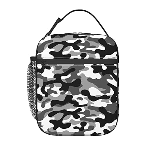 JIMOWANG Black Camo Lunch Bags Reusable Tote Lunch Box for Office Work School Picnic Camping Thermal Insulated Meal Bag — view 2