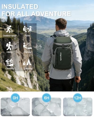Capolo Portable Travel Cooler Backpack for Camping Picnic (Green Leather, 36 Cans) — view 2