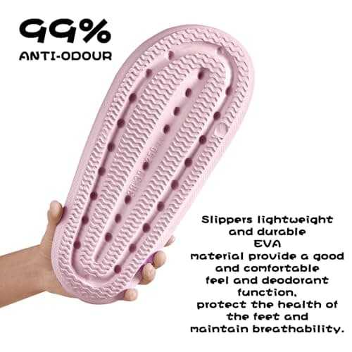 BHFRGAS Sliders Cloud Slippers Women Men，Non-Slip Mens Womens Slippers Cloud Sliders，Soft Flip Flops with Thick Sole for Shower Bathroom Pool Beach，Pink, 5-5.5 UK — view 6