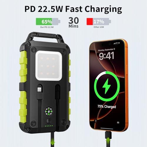TOENNESEN Solar Power Bank, 10000mAh, PD 22.5 W, Portable Fast Charging — view 6