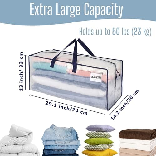 VENO 10 Pack Heavy-Duty Extra Large Moving Bags W/Backpack Straps, Moving House Essentials, Strong Handles & Zips, Clothes Storage, Packing, Laundry Bags, Reusable and Sustainable (Clear, 10 Pack) — view 2