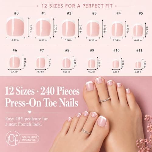 False Toenails, Stick On Toenails, 240PCS, Pink, Short Square, With Glue — view 5
