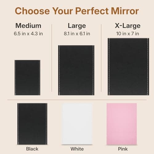 OWLKELA 21x15cm Portable Folding Mirror, PU Leather, Black HD — view 5