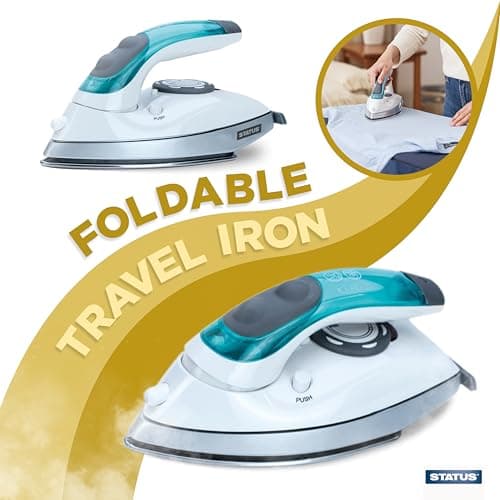 STATUS Travel Steam Iron, 1000W Dual Voltage Compact Clothes Iron for Hotel and Home Use, White Green (TUSCANIRON1PKB4) — view 4