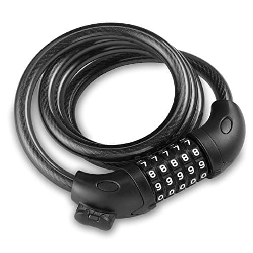 Opaza Bike Lock with 5-Digit Code, 1.2 m/4 ft Bicycle Lock Lightweight & Security Combination Cable Lock for Bicycle,Mountain Bike,Scooter - Black — view 2