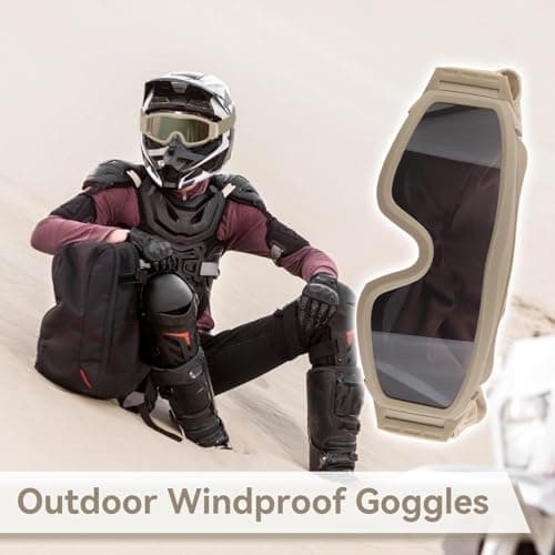 equlup Outdoor Windproof Goggles, Desert Goggles Windproof Glasses Khaki Sandproof Goggles with 2 Lens for Men Women Motorcycle Ski Cycling — view 2