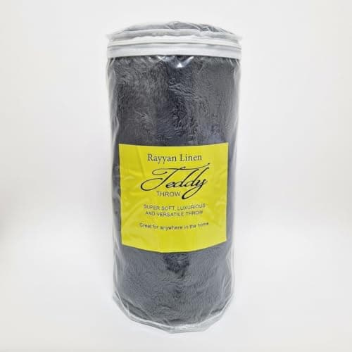 Teddy Fleece Throw Blanket Warm Soft Luxury Cuddly Sofa Bedspread Travel Throw (Charcoal Grey, Double - 150 X 200cm) — view 2