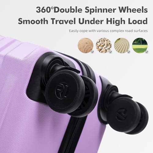 Rocklands Large Suitcase Hard Shell Lightweight 4 Dual Spinner Wheels Trolley Luggage Suitcase Hold Check in Luggage TSA Combination Lock (Purple, Medium 24") — view 4