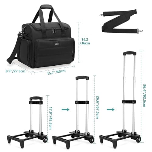 CURMIO Rolling Teacher Bag on Wheels with Scalable File Organizer, Black — view 6